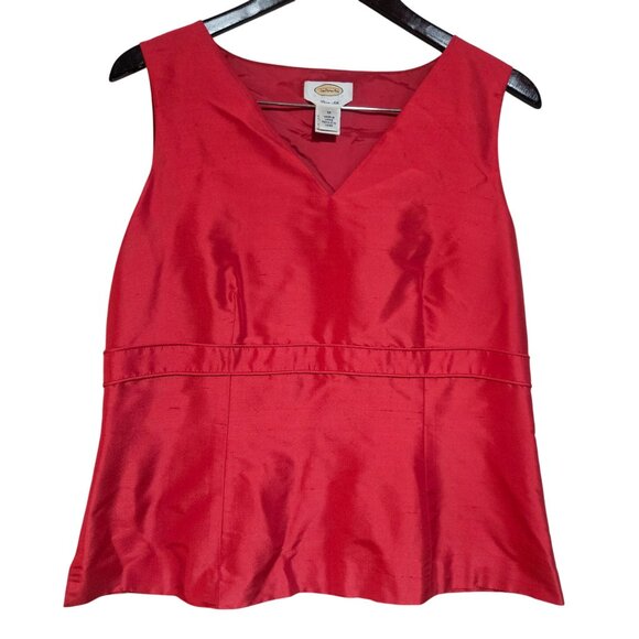 Talbots Women's Silk Top Red Medium Holiday Glam Minimalist Quiet Luxury - Picture 2 of 13